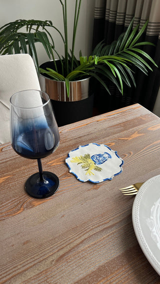 Viola Design Cocktail Napkin - Waterproof Fabric - Colorful Embroidered