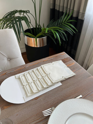 Luxa Design Cocktail Napkin - Waterproof Fabric - Shine Silver Embroidered