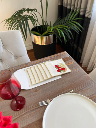 Christmas Design Bells Cocktail Napkin - 6 Persons - Waterproof Fabric