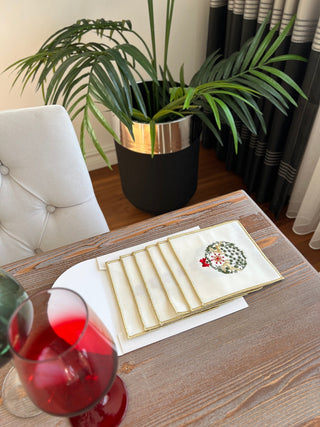 Christmas Design Cone Cocktail Napkin - 6 Persons - Waterproof Fabric