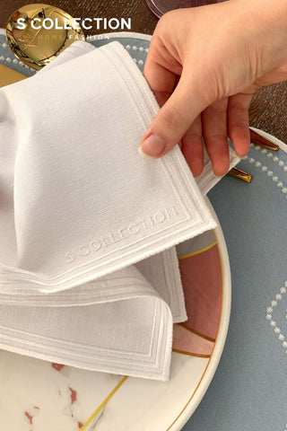 Floria Design Embroidered Placemat Set - Light Blue Colour Waterproof Fabric - 6 Persons - 18 Pcs.